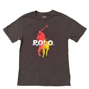 Polo Ralph Lauren Shirt Boys Medium Black Paint Splatter Big Pony Short Sleeves